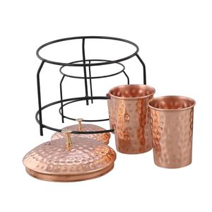 Distributeur d'eau chaude et froide en cuivre avec finition martelée, design rond, fonctionnement manuel, réutilisable, usage domestique - Product Image 5