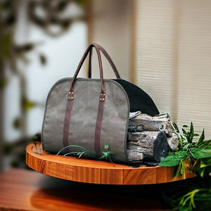 Bolsa de transporte de leña de cuero resistente para chimenea, servicio OEM - Product Image 6