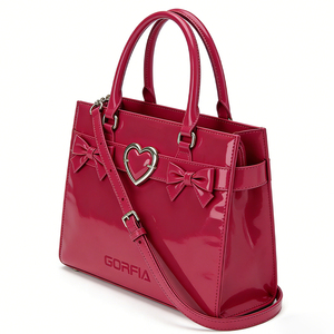 Elegante Bolso de Mano de Cuero Patentado para Mujer, Diseño de Marca, Impermeable, con Correa Cruzada Desmontable y Decoración de Corazón - Product Image 4