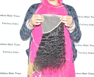 Extensions de cheveux humains indiens vierges, non traités chimiquement, 13*4*, frontale HD, bouclés, qualité machine, double épaisseur, ondulations profondes, fournisseur fabricant - Product Image 4