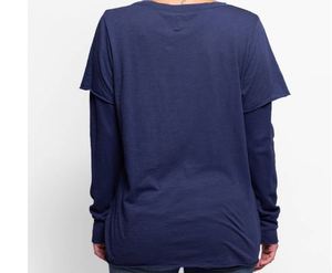 Women's Fashion Double Sleeves T Shirt Soft Fabric Long Sleeve Casual Wear Comfortable Modern Street Style <b>Top</b> - Product Image 5