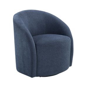 Poltrona Girevole Blu in Bouclé, 1 Pezzo, in Legno Massello, Resistente, Stile Contemporaneo, Seduta d'Accento per Soggiorno, Arredamento di Lusso - Product Image 2