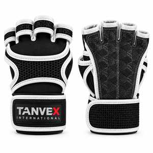 TANVEX INTERNATIONAL PU Half <b>Finger</b> Gym Gloves Mesh Breathable Non-Slip Adjustable Wrist <b>Strap</b> Fitness Training Glove - Product Image 3