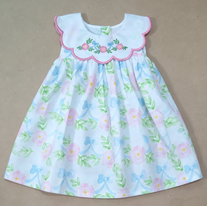 Conjunto de Vestido de Verano para Bebé Niña, Top sin Mangas con Cuello Peter Pan y Bordado Floral, con Braguitas Rosas - Product Image 4