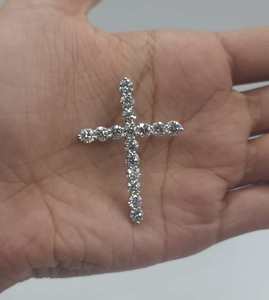 4MM Round Moissanite Cross Pendant 925 Sterling <b>Silver</b> Teardrop Gold Plated Fine Jewelry Pendant <b>Charm</b> Gift for Necklace - Product Image 6