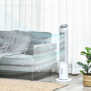 40\" <b>Portable</b> <b>AC</b>-powered Air Cooler with 8H Timer 3-in-1 Oscillating Humidifier LED Display 3 Modes-for Home Use in UK/AU White" - Product Image 2