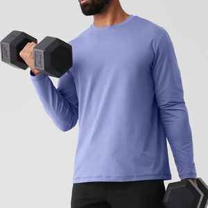 Camiseta de manga larga con cuello redondo para hombre, ropa deportiva y para gimnasio, ligera y fresca, camiseta de gimnasio para hombre. - Product Image 2