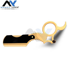 Rasoir droit professionnel plaqué or pour barbier, rasoir droit à anneau unique pour hommes, rasoirs de haute qualité avec logo personnalisé gravé - Product Image 3