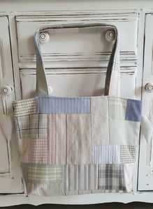 Style De Maison Casual <b>Patchwork</b> Cotton Tote <b>Bag</b> Shoulder Straps Large Capacity Open Top Unisex Daily Use Hand Wash Beach - Product Image 2