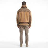 Blouson aviateur B-6 pour homme, personnalisable OEM/ODM, en cuir véritable, doublure en fausse fourrure, réversible