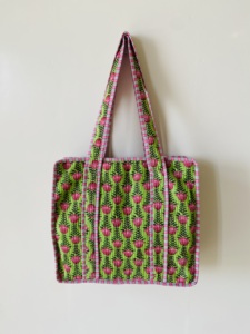 Bolso de Hombro Acolchado con Cremallera y Estampado Artesanal Vintage para Mujer, de Algodón Floral Ecológico, Ligero, para Verano/Invierno, con Bolsillo - Product Image 6