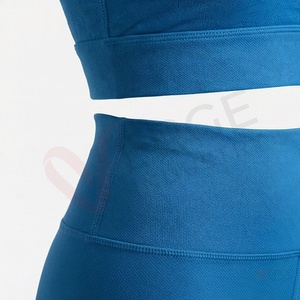 <b>Women</b> <b>Blue</b> Racerback Crop Top High Waist <b>Leggings</b> 2 Piece Yoga Set - Product Image 5