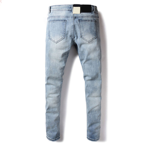 Pantalon en jean pour homme de haute qualité, avec logo personnalisé, options de couleurs personnalisées, broderie délavée pour l'hiver, style urbain, jean décontracté uni - Product Image 2