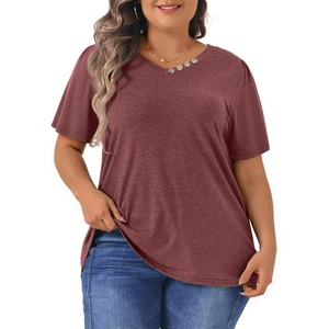 Camiseta de Cuello en V para Mujer de Color Sólido de Primera Calidad – Camiseta de Cuello en V de Algodón Suave para Uso Casual de Moda para Mujer de BD - Product Image 1