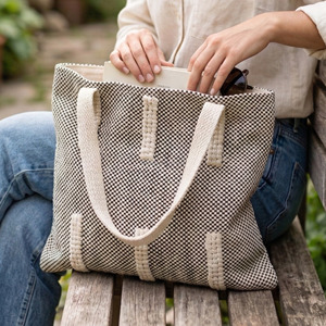 Bolsa de Compras Tejida a Rayas Multicolor Negra, Bolsas de Mano para Oficina al por Mayor, Bolsas de Hombro para Mujer, Bolsa para Ropa - Product Image 2