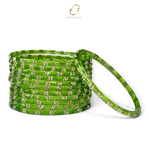 Brazaletes de Cristal Verde Gota de Lluvia de Cachemira Hechos a Mano con Circonita para Mujer, Joyería de Moda India para Bodas, Venta al Por Mayor - Product Image 2