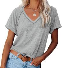 Camiseta de Verano para Mujer con Cuello en V, Estilo Playero, a la Moda, Mezcla de Lino, Corte Holgado, Sexy, Cuello Redondo, Ligera - Product Image 5