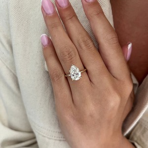 IGI Certified & VVS Clarity Pear Shaped Lab Created Diamond Solitaire <b>Ring</b> Thin <b>Dainty</b> Proposal Diamond <b>Ring</b> for Sale Export - Product Image 3