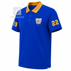 เสื้อโปโลซิกมาแกมมาโรแบบสั่งทำพิเศษ ระบายอากาศได้ดี พร้อมโลโก้ปักด้านหน้า สีน้ำเงินทอง แขนสั้นลำลองสำหรับผู้หญิง - Product Image 2