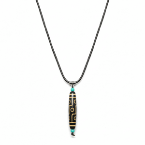 Natural Crystal Pendant Necklace 3-Inch Obsidian Circuit with 28-Inch Leather <b>Rope</b> for Men & Boys - Product Image 3