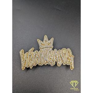 Collar con colgante de corona de diamantes cultivados en laboratorio, estilo hip hop, con incrustaciones de diamantes, joyería dorada brillante, regalo para hombres y mujeres - Product Image 3