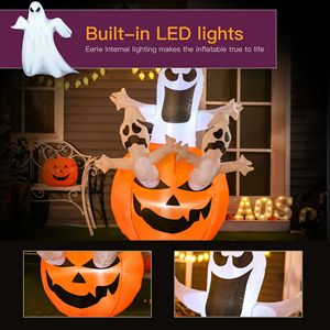 Decorazioni Gonfiabili di Halloween in PVC da 6 Piedi con LED, Jack O' Lantern e Fantasmi di Zucca per Esterni, Giardino e Prato - Product Image 4