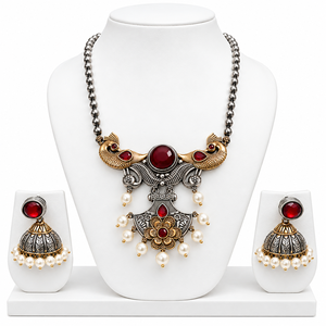 Ensemble de collier et boucles d'oreilles en laiton plaqué argent antique avec pierres en zircon, style bohème, pour mariage et fiançailles, bijoux pour femmes - Product Image 3