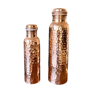 Bouteille d'eau en cuivre pur avec motif gravé complexe 1000 ml, récipient ayurvédique anti-fuite pour le bien-être, artisanal - Product Image 3