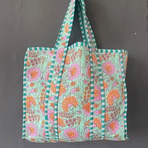 Bolsa de Mano Acolchada de Algodón con Estampado a Mano, Bolsa Ecológica - Product Image 6