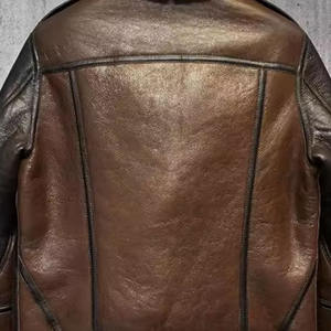 Chaqueta de aviador para hombre de cuero vacuno original, forrada con piel sintética, chaqueta bomber de invierno, ropa exterior de piloto vintage cálida. - Product Image 2