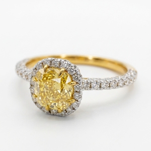 Cushion & Round Diamond Ring in 14K Yellow Gold | 1.00 CT Women's Fine Jewelry - Product Image 4