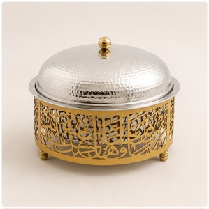 Olla de Acero Inoxidable de Calidad Premium con Caligrafía Islámica, Calentador de Comida, Diseño Árabe de Lujo, Cazuela para Buffet de Ramadán, Catering de Hotel - Product Image 3
