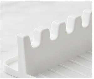 Reposacucharas Cuadrado de Silicona Blanca con Diseño de Drenaje Ranurado para Uso Doméstico - Product Image 3