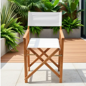 ThinhPhu Outdoor Acacia Wood Non-Foldable <b>Director</b> <b>Chair</b> Garden <b>Chair</b> Modern Design Tapered Leg Natural Finish Villa Park - Product Image 5