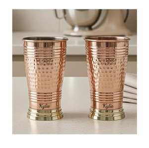 Durable Copper Water Drinking Glass Handmade Tumbler Ayurvedic Wellness Vessel Stylish Kitchen Metal <b>Drinkware</b> - Product Image 3