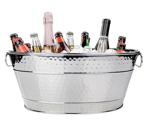 Bac à Boissons Galvanisé pour Fêtes, Seau à Boissons Ovale avec Poignées, Finition Cuivre Colt, Seau à Vin pour la Maison - Product Image 4