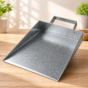 Heavy Duty Galvanized Steel Dustpan with Metal Handle Rust Resistant up to 9in Height - Product Image 3