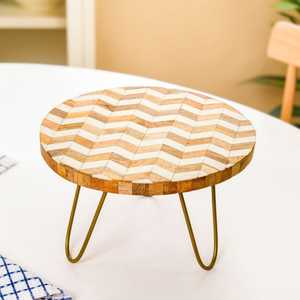Wooden Cake Decorative Tray Acacia Wood Resin Serving Trays Wood Round Food Cake Platter Tray Tabletop Round Stand Platters - Product Image 5