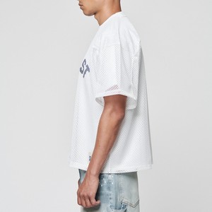 Maillot de football américain surdimensionné en maille pour homme, respirant, streetwear, manches courtes, motif personnalisé, haut décontracté, vente en gros - Product Image 6