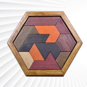 Jeu de puzzle Tangram rectangulaire en bois écologique de haute qualité, jeu d'agréments pour stimuler l'esprit |   Fabricant de jouets éducatifs faits à la main pour anniversaires - Product Image 1