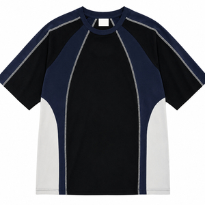 2026 Wholesale OEM Men's Mesh Panel Oversized T-<b>Shirt</b> Cotton Poly Blocked Sports Tee Custom Logo T <b>Shirt</b> - Product Image 1