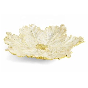 Tazón de Metal Ligero Hecho a Mano, Ecológico, con Diseño de Hojas Blancas y Vetas Doradas, Moderno, Apto para Lavavajillas - Product Image 4