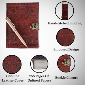 Diario de Cuero Genuino con Tapa Dura y Costuras Cosidas, Diario con Pentagrama Grabado, Cuaderno de Viaje de Alta Calidad, Cuaderno de Dibujo con Papel de Algodón - Product Image 3