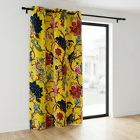 Tissu en velours de coton imprimé à la main, motif floral jaune soleil, tissu de luxe en velours de coton imprimé pour ameublement