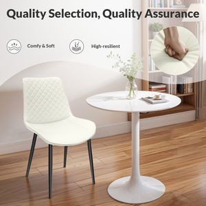 Set di Sedie da Pranzo in Pelle PU Bianca con Gambe in Metallo, Imbottite Senza Braccioli per Cucina, Ristorante e Soggiorno - Product Image 3