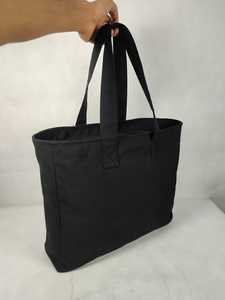 Black Cotton <b>Canvas</b> <b>Tote</b> Bag with Long Handles - Product Image 2