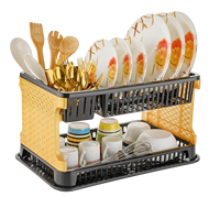 Égouttoir à vaisselle double niveau en plastique PP, support de rangement carré sur pied, organisateur de vaisselle minimaliste pour cuisine, empilable et pliable