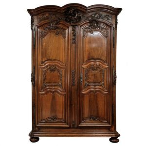 Luxury Handcrafted Solid Wood 2 Door <b>Wardrobe</b> Ornate French Baroque Carving Antique Walnut Armoire - Product Image 1
