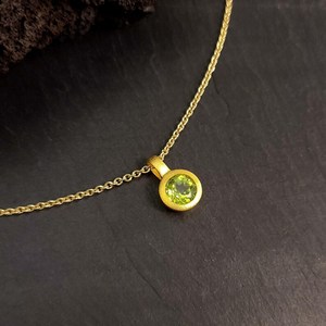 Pendentif en péridot tendance, rond, facetté, argent sterling 925, plaqué or 14 carats, qualité supérieure, certifié IGI, collier cadeau pour femmes - Product Image 4