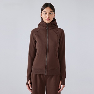 Sudadera con capucha y cremallera para mujer, 320 g/m², 72 % poliéster, 28 % algodón, con presillas para los pulgares, forro polar, estilo athleisure, ajustada y de alto rendimiento. - Product Image 2